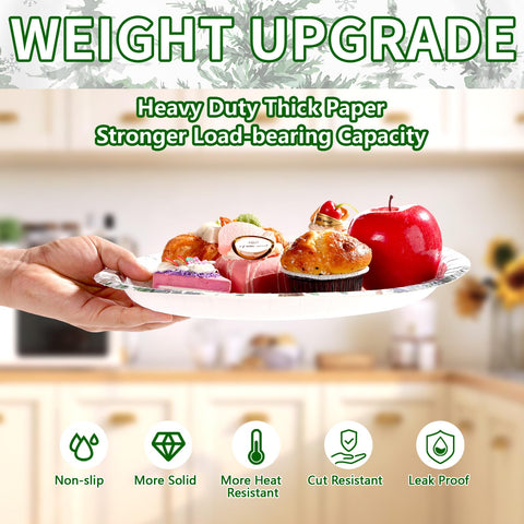 100 Pcs Pine Trees Oval Paper Plates - Grencian