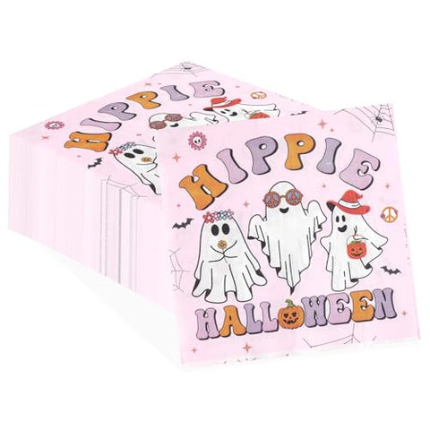 100 Pcs Pink Hippie Halloween Square Party Napkins - Grencian