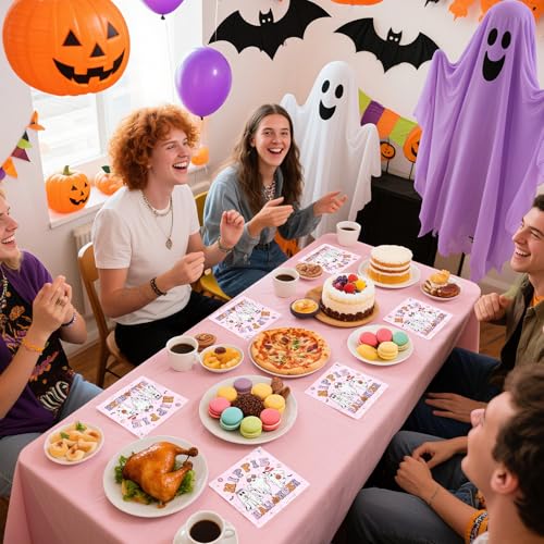 100 Pcs Pink Hippie Halloween Square Party Napkins - Grencian