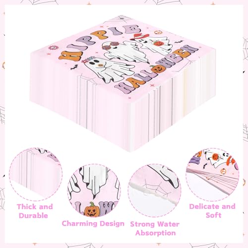 100 Pcs Pink Hippie Halloween Square Party Napkins - Grencian