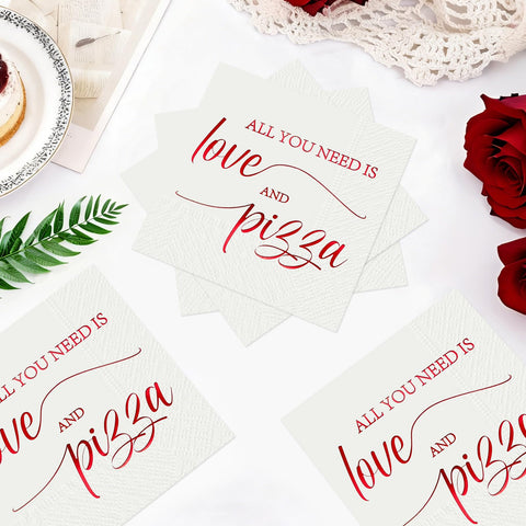 100 Pcs Pizza Wedding Square Party Napkins