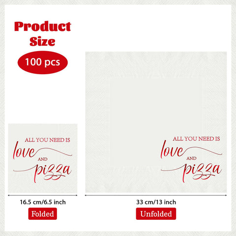 100 Pcs Pizza Wedding Square Party Napkins