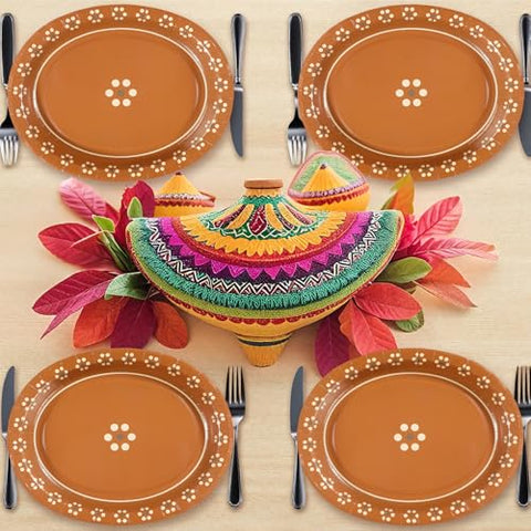 100 Pcs Platos De Barro Mexicanos Oval Party Paper Plates - Grencian