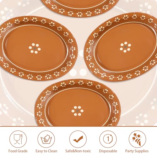 100 Pcs Platos De Barro Mexicanos Oval Party Paper Plates - Grencian