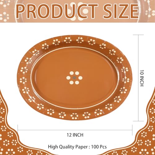 100 Pcs Platos De Barro Mexicanos Oval Party Paper Plates - Grencian