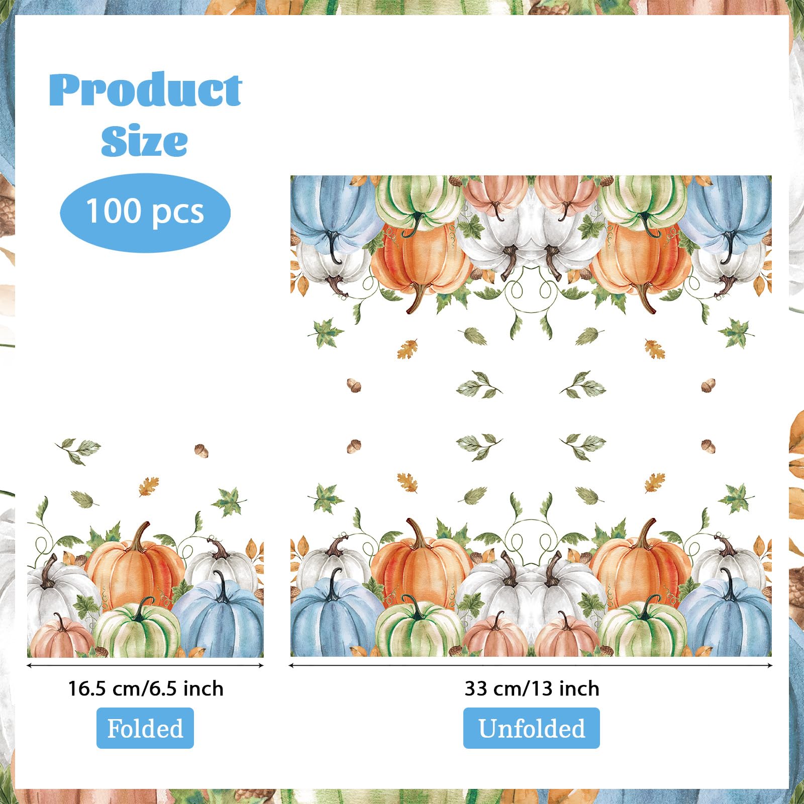 100 Pcs Pumpkin Maple Leaves Party Napkins - Grencian