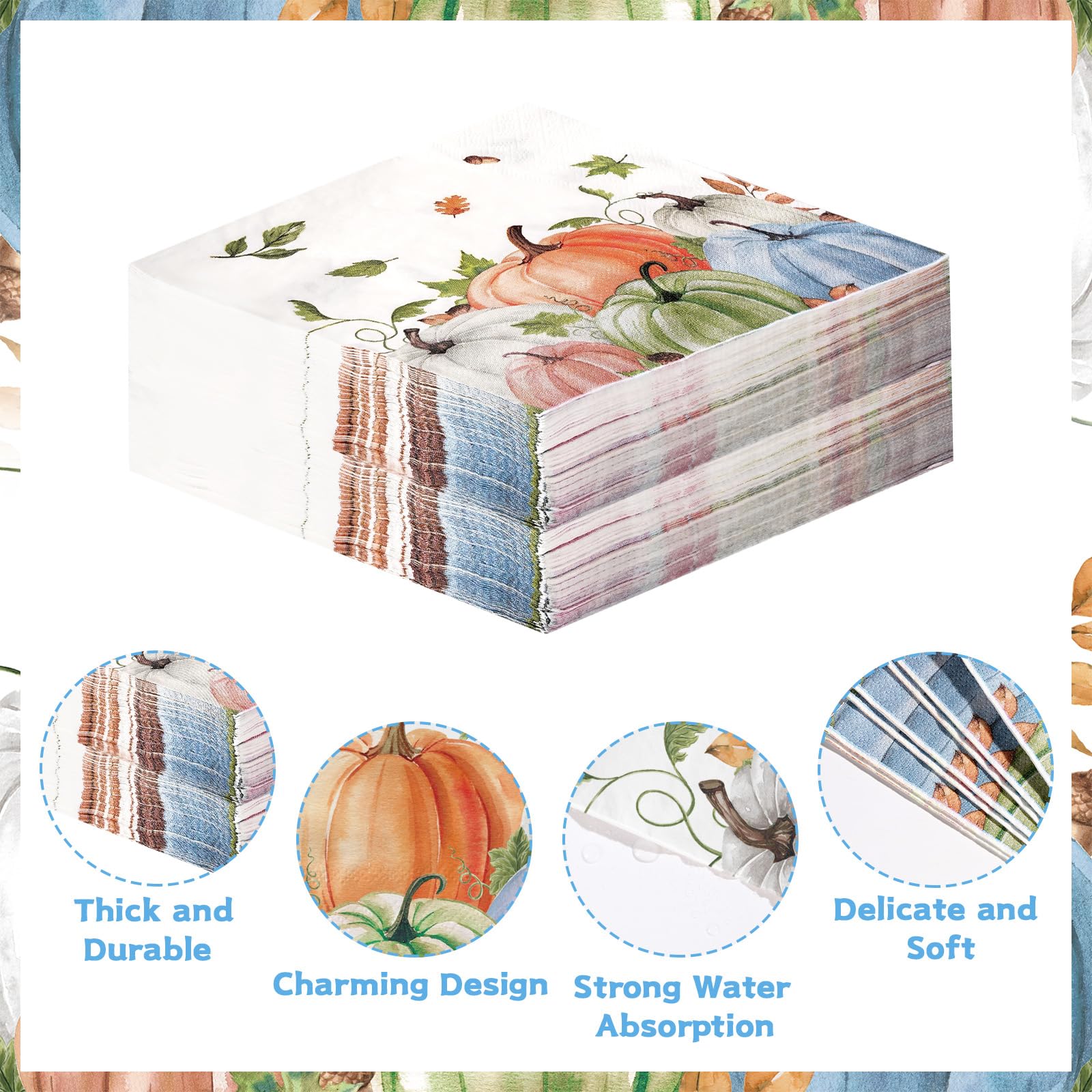 100 Pcs Pumpkin Maple Leaves Party Napkins - Grencian