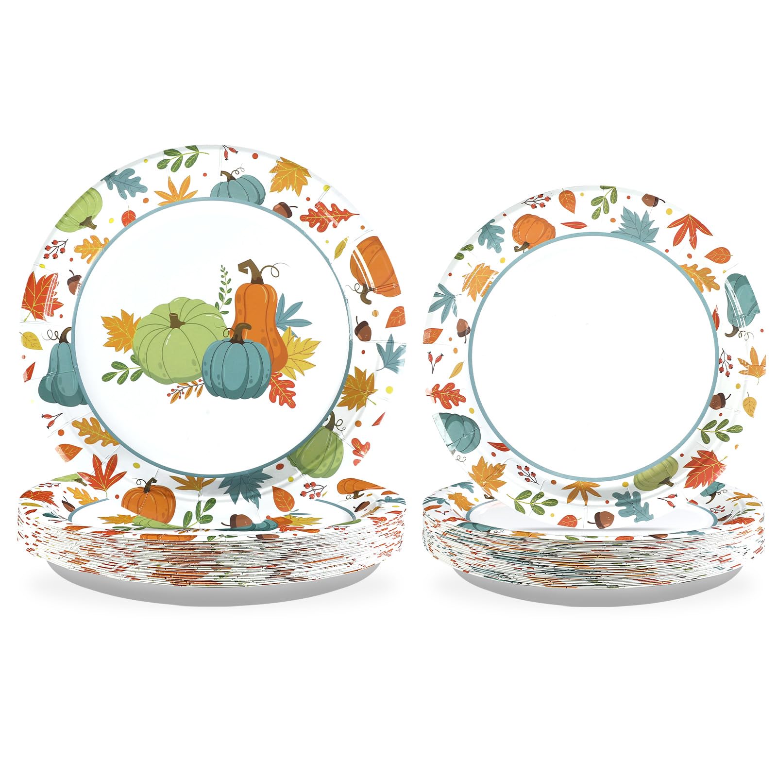 100 Pcs Pumpkins Maple Leaf Party Paper Plates - Grencian