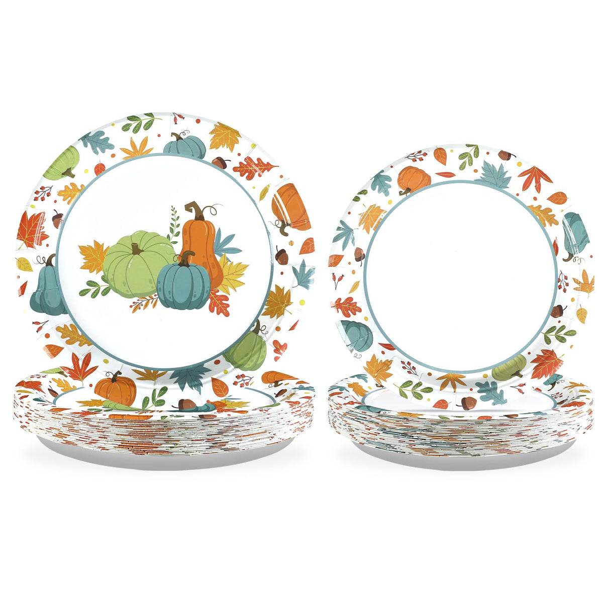100 Pcs Pumpkins Maple Leaf Party Paper Plates - Grencian