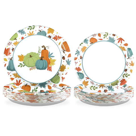 100 Pcs Pumpkins Maple Leaf Party Paper Plates - Grencian