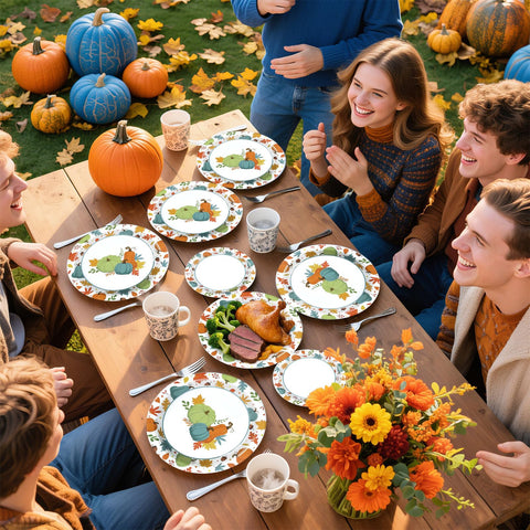 100 Pcs Pumpkins Maple Leaf Party Paper Plates - Grencian