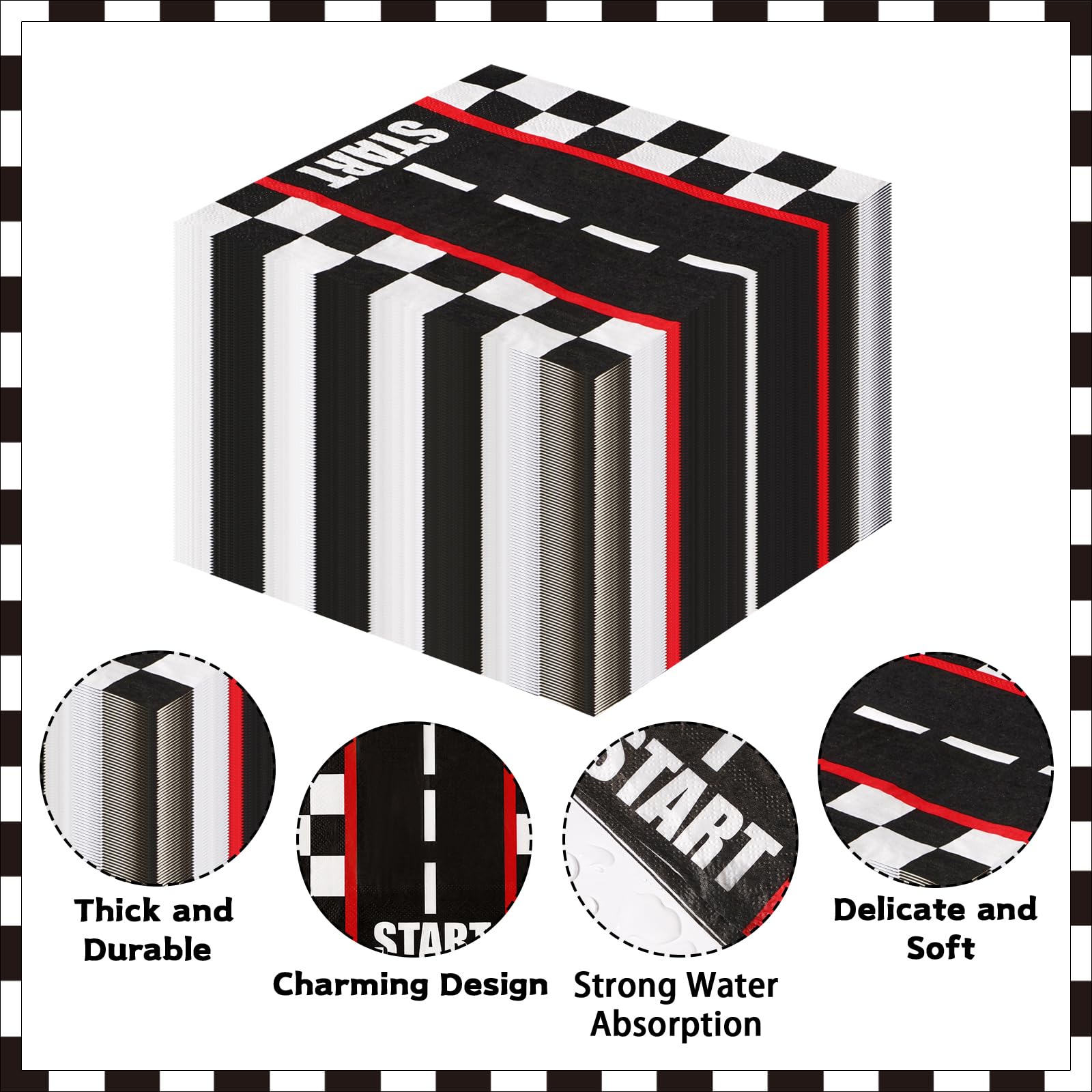 100 Pcs Race Car Party Napkins - Grencian