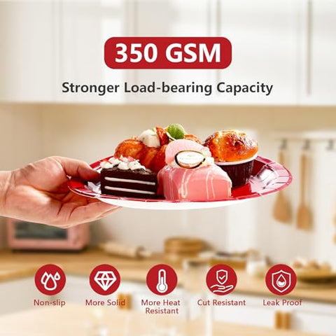 100 Pcs Red Green Party Paper Plates - Grencian