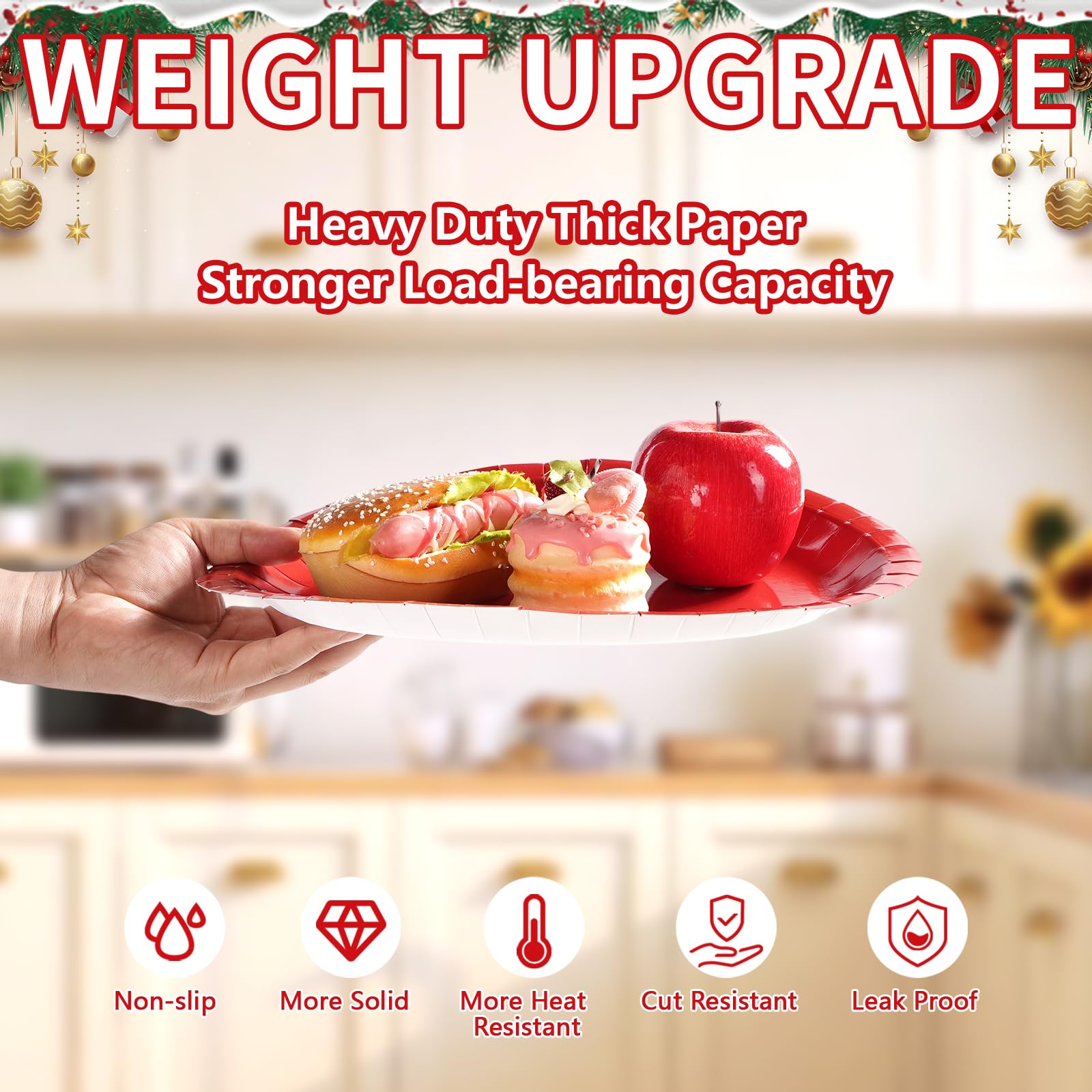 100 Pcs Red Oval Party Paper Plates - Grencian