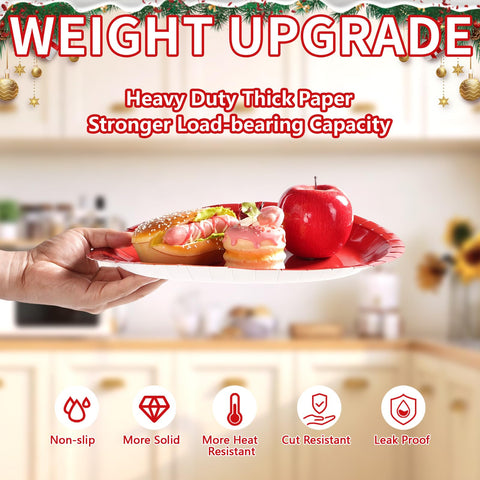 100 Pcs Red Oval Party Paper Plates - Grencian