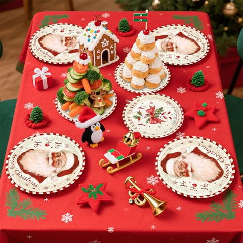 100 Pcs Santa Claus Candy Cane Party Paper Plates - Grencian