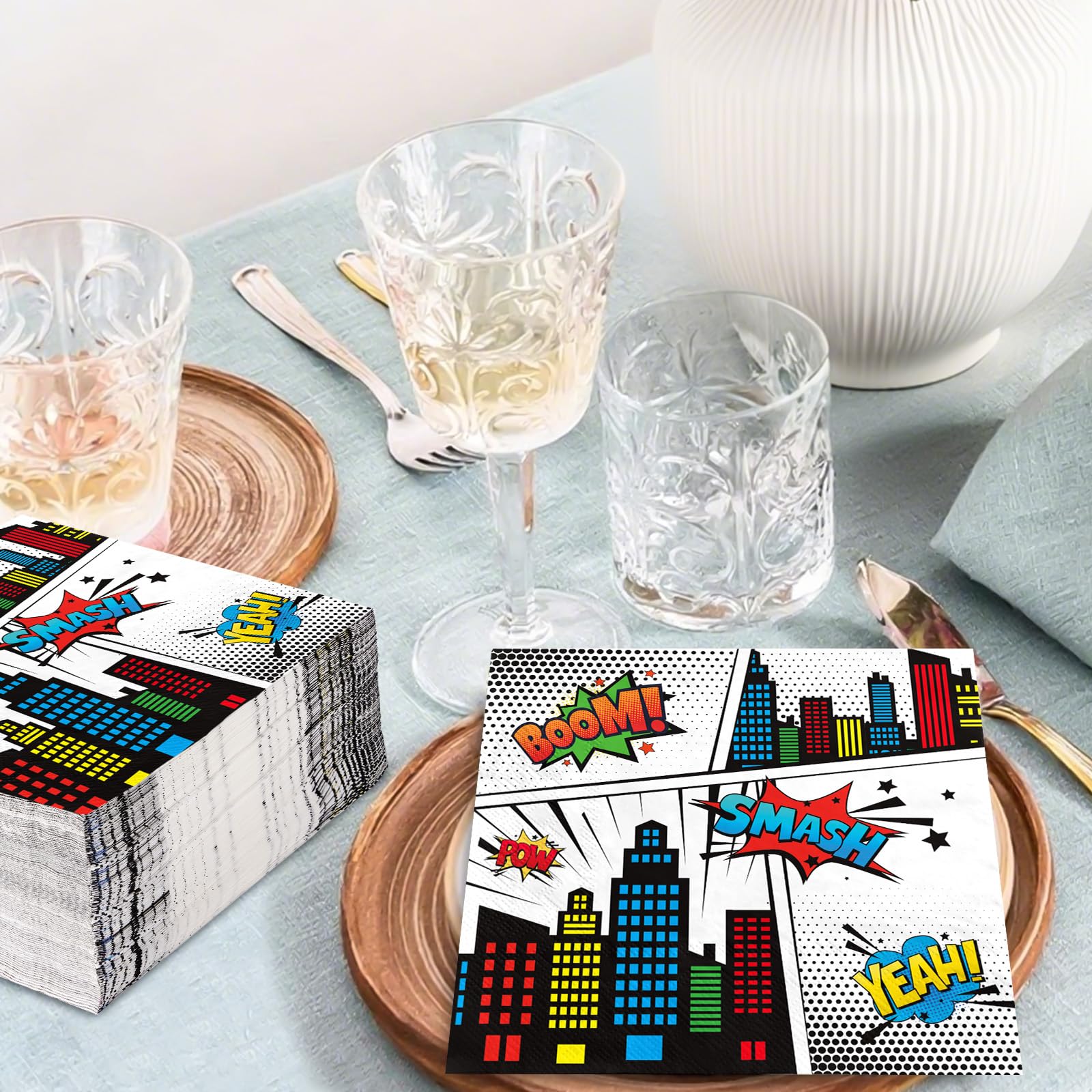 100 Pcs Super Hero Square Party Napkins - Grencian