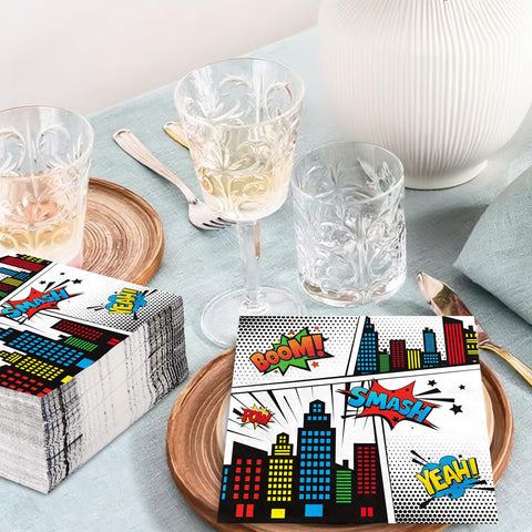 100 Pcs Super Hero Square Party Napkins - Grencian