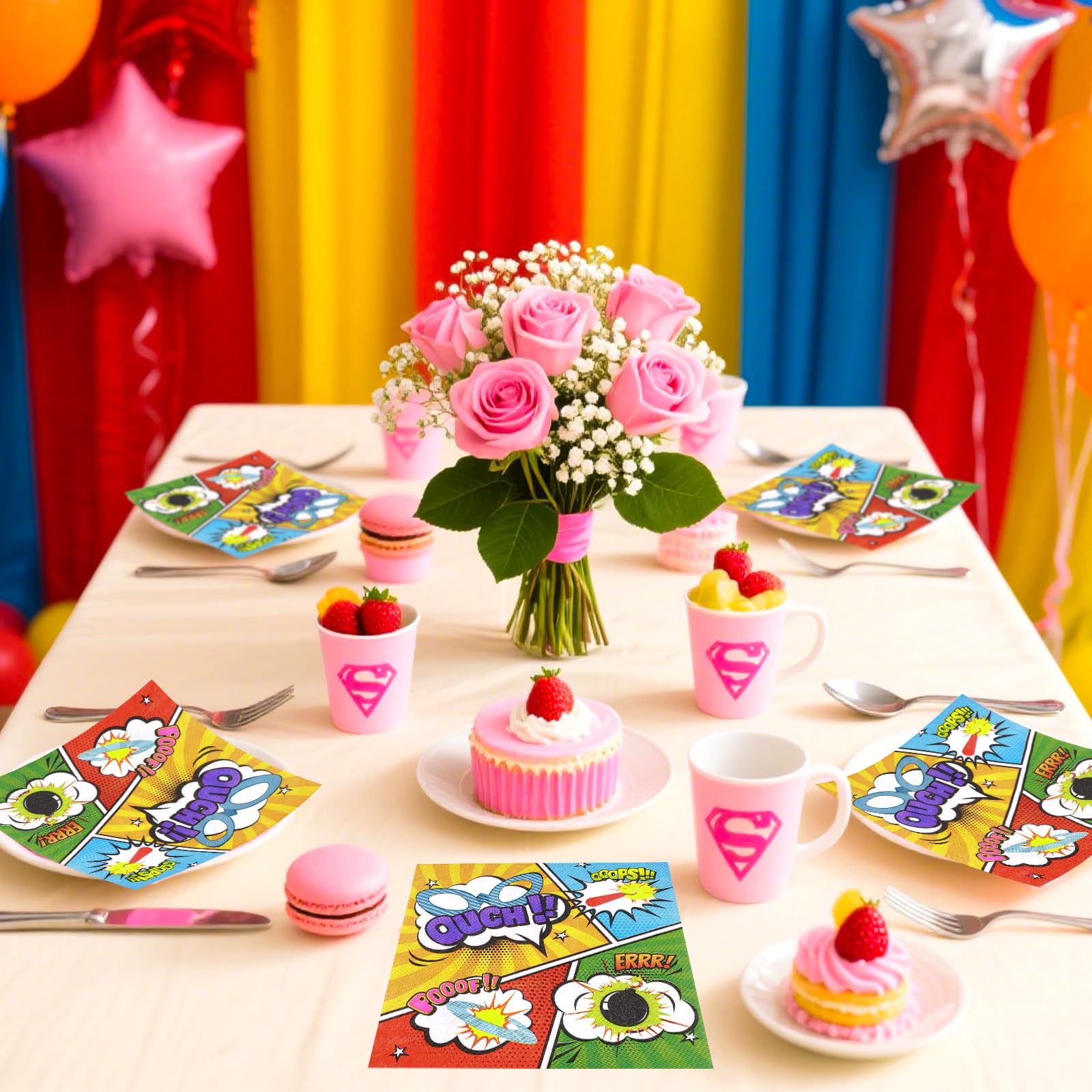 100 Pcs Super Hero Square Party Napkins - Grencian