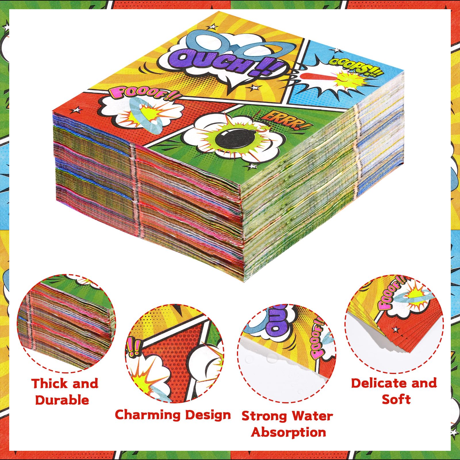 100 Pcs Super Hero Square Party Napkins - Grencian