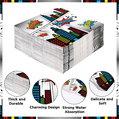 100 Pcs Super Hero Square Party Napkins - Grencian