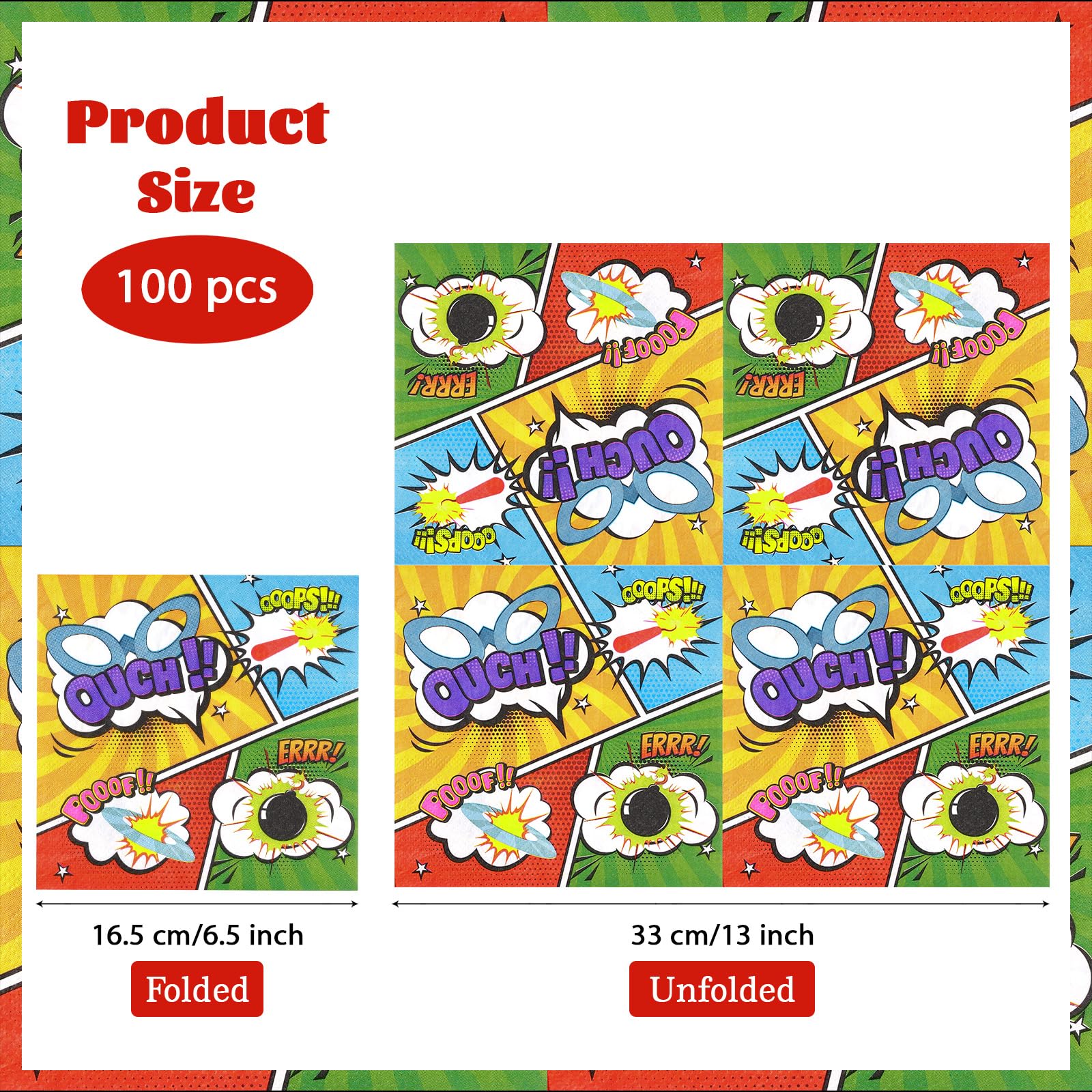100 Pcs Super Hero Square Party Napkins - Grencian