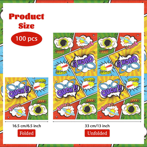 100 Pcs Super Hero Square Party Napkins - Grencian