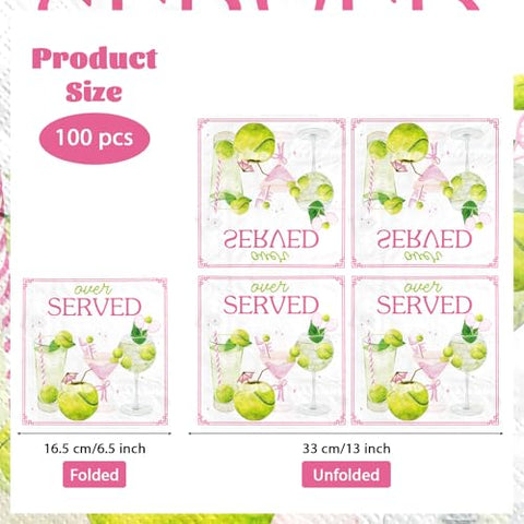 100 Pcs Tennis and Drinks Square Party Napkins - Grencian