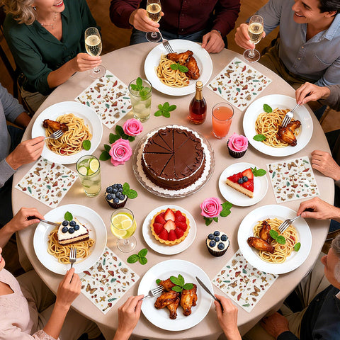 100 Pcs Vintage Mushroom Square Party Napkins - Grencian