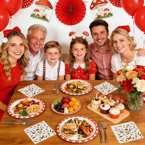 100 Pcs Vintage Mushroom Square Party Napkins - Grencian