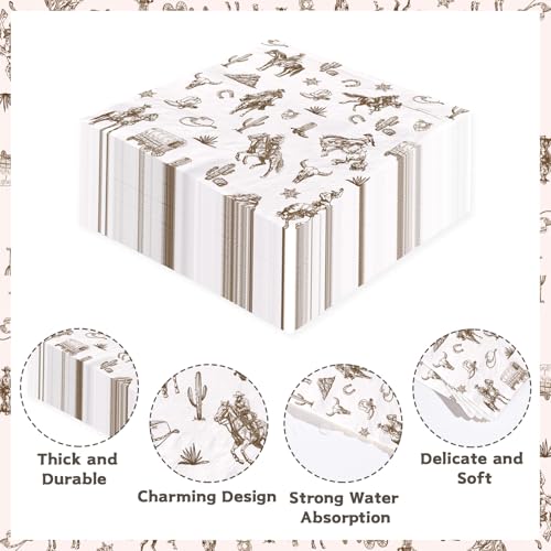 100 Pcs Vintage Western Cowboy Square Party Napkins - Grencian