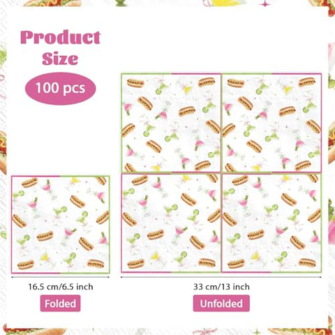 100 Pcs Weenies and Tinis Square Party Napkins - Grencian