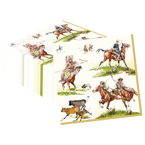 100 Pcs Western Cowboy Square Party Napkins - Grencian