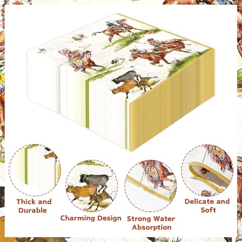 100 Pcs Western Cowboy Square Party Napkins - Grencian