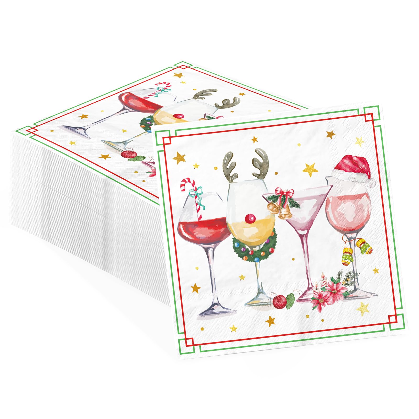 100 Pcs Wine Cup Square Party Napkins - Grencian
