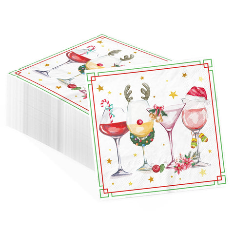 100 Pcs Wine Cup Square Party Napkins - Grencian