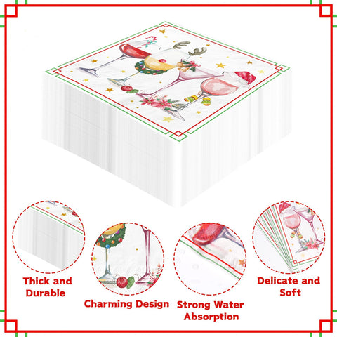 100 Pcs Wine Cup Square Party Napkins - Grencian