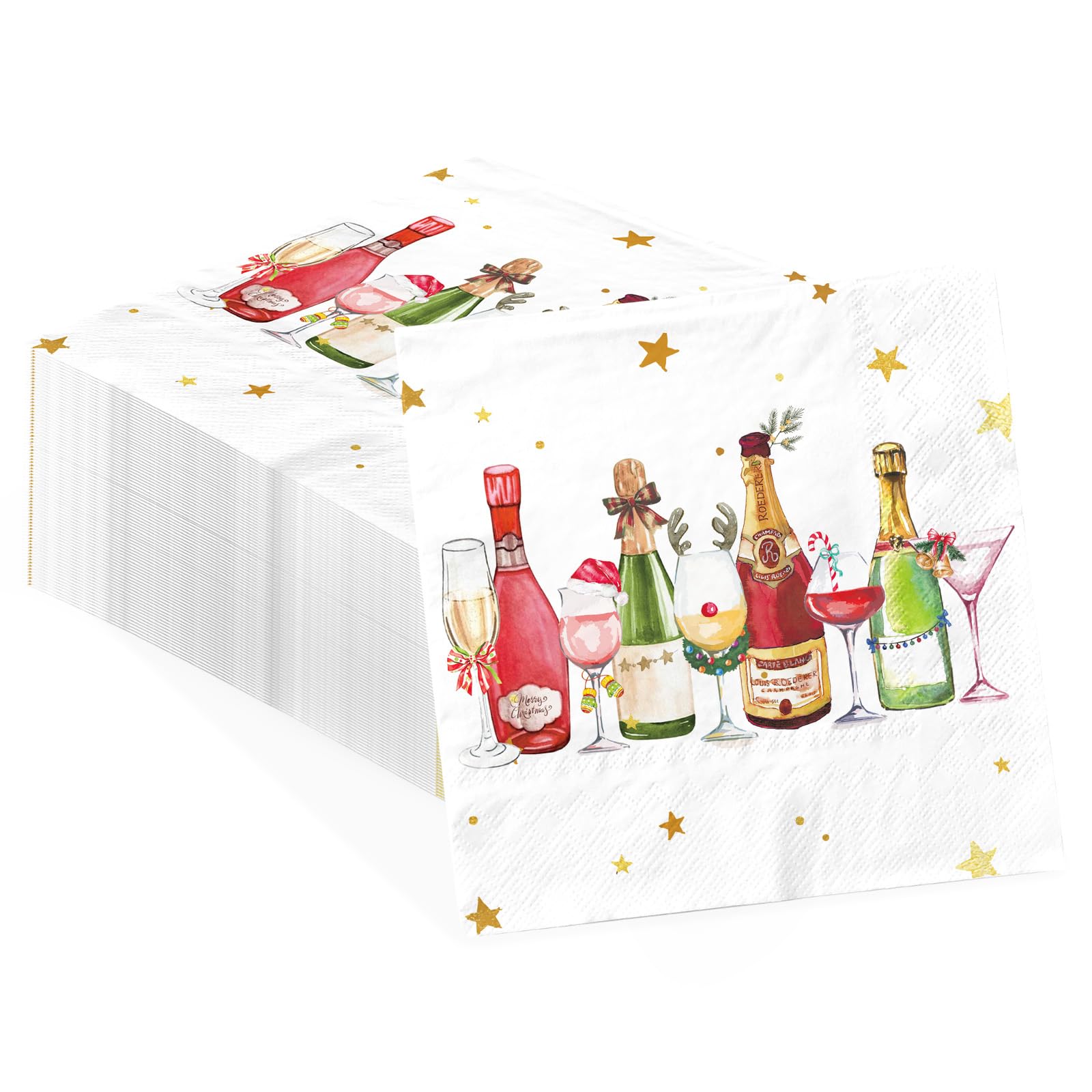 100 Pcs Wine Glass Square Party Napkins - Grencian
