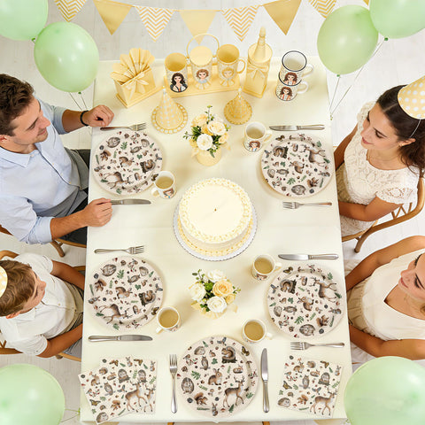 100 Pcs Woodland Party Plates and Napkins - Grencian