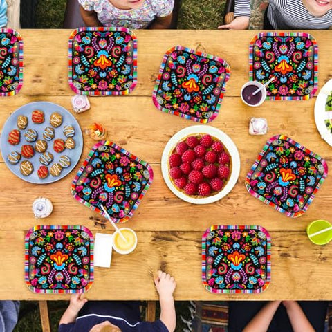 100Pcs Mexican Square Paper Plates - Grencian