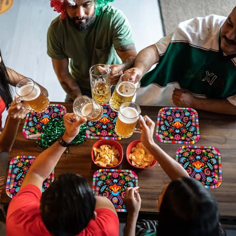 100Pcs Mexican Square Paper Plates - Grencian