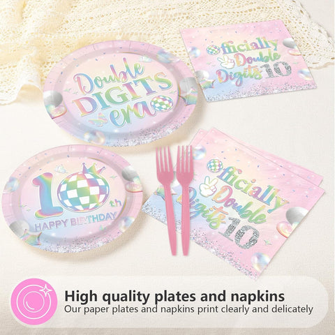 10th Birthday Plates & Napkins Set - 96 Pcs image 4
