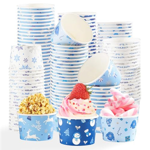 120 Pcs Blue Christmas Snack Cups - Grencian