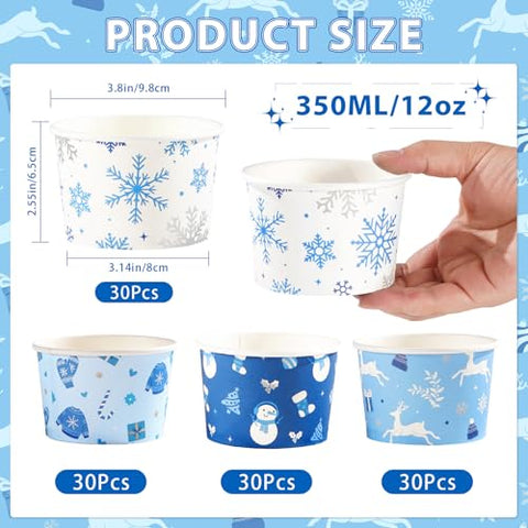 120 Pcs Blue Christmas Snack Cups - Grencian