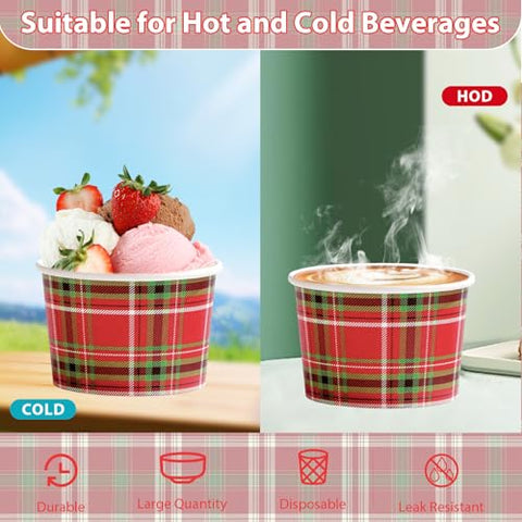120 Pcs Christmas Red Green Gingham Snack Cups - Grencian