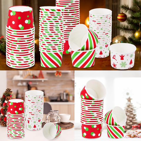120 Pcs Christmas Snowflake Striped Snack Cups - Grencian