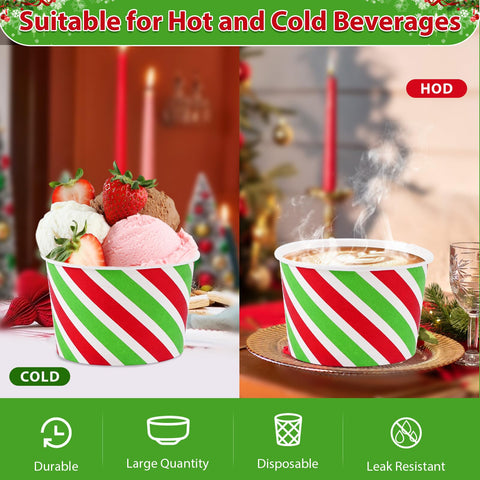 120 Pcs Christmas Snowflake Striped Snack Cups - Grencian