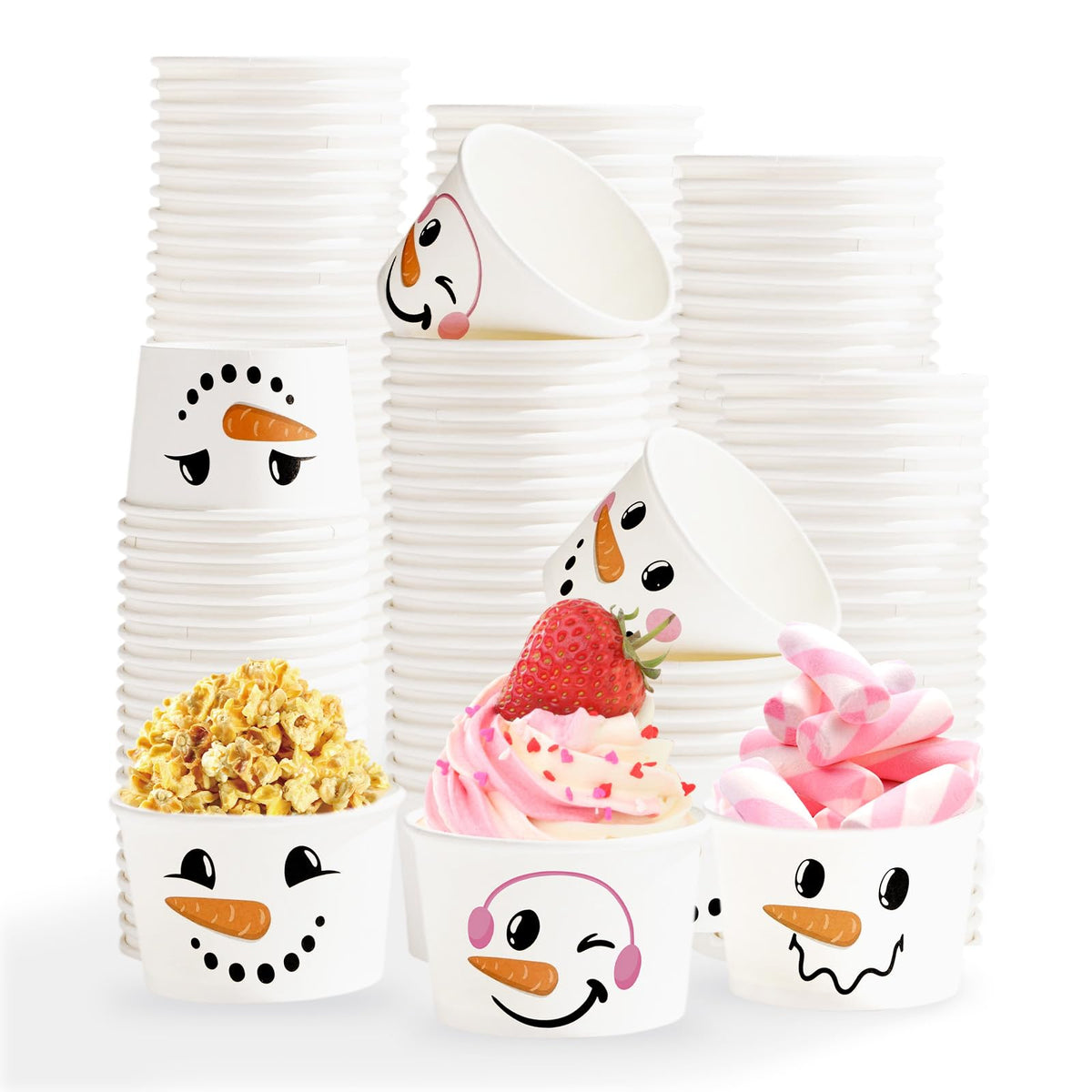 120 Pcs Christmas Snowman Snack Cups - Grencian