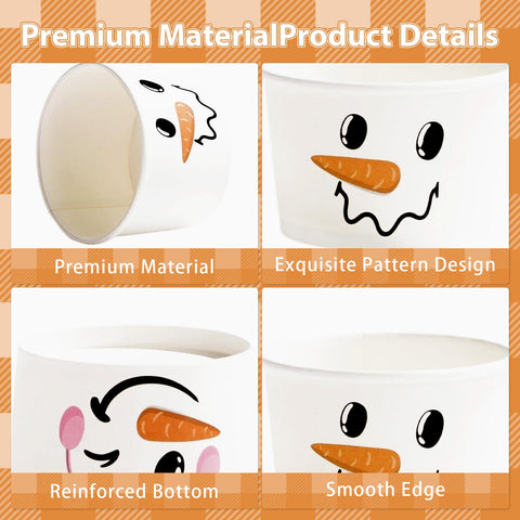 120 Pcs Christmas Snowman Snack Cups - Grencian