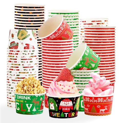 120 Pcs Christmas Ugly Sweater Snack Cups - Grencian
